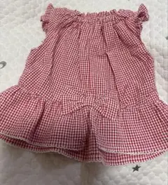 コトリ赤と白のギンガムチェック トップス 95cm