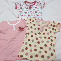 イチゴ柄下着3枚セット　サイズ90　半袖　女の子