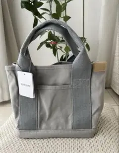 ミニトートバッグ 帆布 トートバッグ キャンバス 3つ仕切り グレー