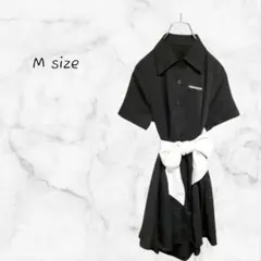 ワンピース シャツ バックカット Mサイズ リボン付き コスプレコーデ