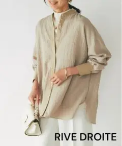 美品✨RIVE DROITE リップルオーバーシャツ ベージュ　フリーサイズ
