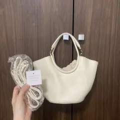 ベトナム ハンドメイド ホワイト ハンドバッグ 合成皮革