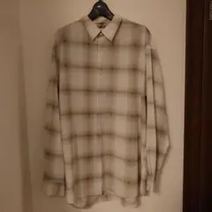 【美品】GU シアーオーバーサイズシャツ チェックホワイト XL
