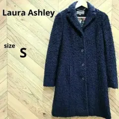 Laura Ashley ボア ロングコート 花柄 ネイビー USA4
