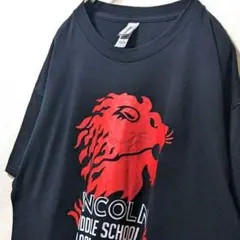 ギルダン リンカーンミドルスクール デカロゴ Tシャツ ブラック黒 L 古着