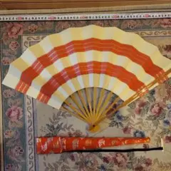 観世流仕舞扇尺一橙　使用品 扇子　付属品入れ物あり