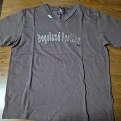 DOGSLAND ブラウン Vネック Tシャツ