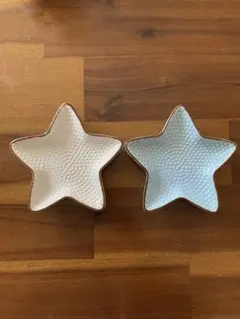 ★星型プレート・星型小皿 ホワイト＆ブルー ２枚セット★