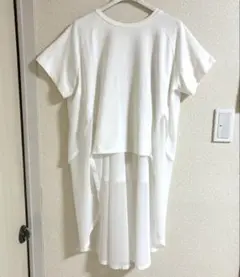 ロングシフォンのカットソー　Tシャツ　ラグラン　半袖　トップス　フリーサイズ