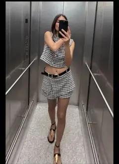 zara ツイード セットアップ