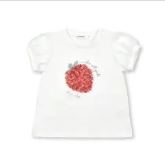 SLAP SLIP イチゴフワフワモチーフ キラキラシフォン袖Tシャツ