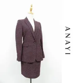 P095/美品 ANAYI セットアップ 1Bスーツ スカート リネン混 36