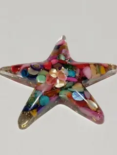 ヒトデ　カラーストーン　金箔入り　置物