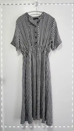ギンガムチェック 半袖ロングシャツワンピース