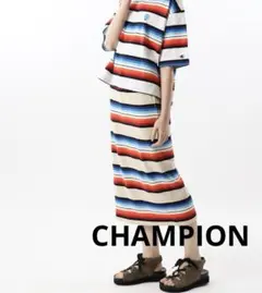 美品CHAMPION メキシカン ボーダー タイト スカート ホワイト M