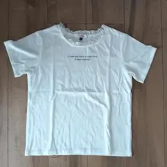 150 ピンクラテ　白Tシャツ 襟フリル