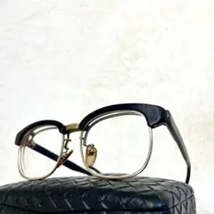 60s　ビンテージ跳ね上げメガネ　サーモント　木製ブラウン・ゴールドフレーム