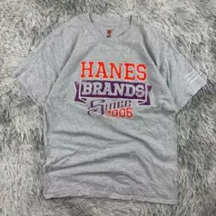 HanesスポーツカレッジTシャツ/アメリカンデザイン/ビッグロゴ/グレー