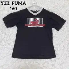 PUMA Vネック ロゴプリント Tシャツ　90s古着Y2K ストリート　プーマ