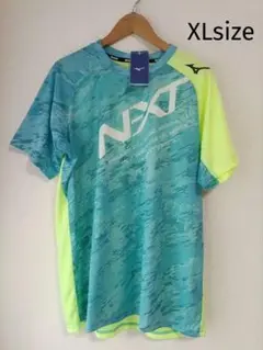 新品 MIZUNO 半袖Tシャツ メンズ XLサイズ ブルーライム スポーツ