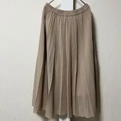 【Theory】セオリー(S)ロングプリーツスカート ウエストゴム ベージュ