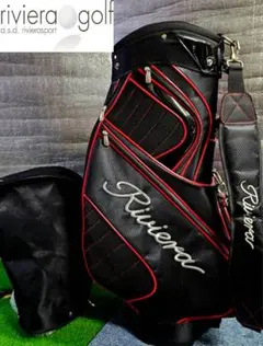 Riviera キャディバッグ 黒/青 TaylorMade キャディバッグ 黒/青