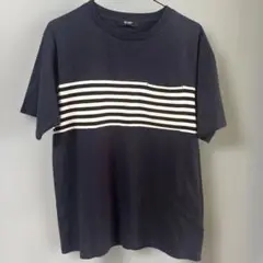 BEAMS HEART ネイビー ストライプ Tシャツ L
