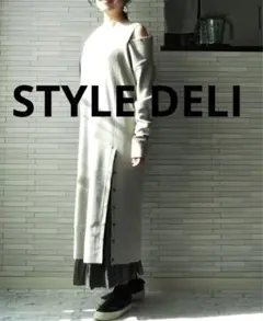 【美品】STYLE DELI ロングワンピース スリット サンドベージュ