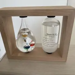 ガリレオ温度計　ストームグラス 木製フレーム付き