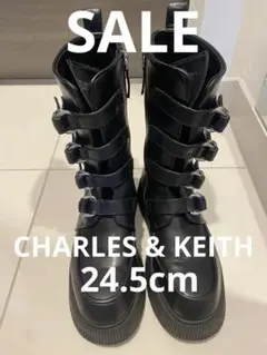 CHARLES & KEITH コルドババックルプラットフォームブーツ