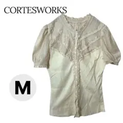 CORTESWORKS ラッフル シアー ブラウス フリル付きボタンシャツ M