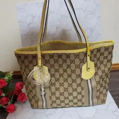 GUCCI イエロー 可愛い キャンバストート ハンドバッグ ショルダー BAG