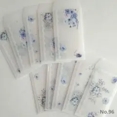 《96》　ポチ袋　封筒　ミニ封筒　平袋　トレーシングペーパー　花柄　ブルー