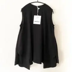 【新品タグ付】ENFOLD リネンライクトップス ノースリーブ チュニック M黒
