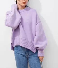 アダムエロペ パープルニット FREE ゆったりサイズ
