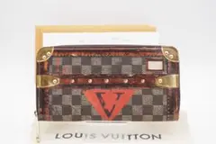 LOUIS VUITTON ラウンドファスナー長財布 ダミエ トランクタイム 美