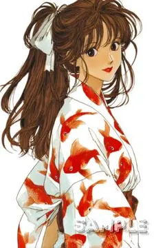 531 オリジナルデザイン 人物ステッカー 女性 浴衣 4枚
