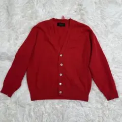 カシミヤ100 cashmere Vネック　長袖ニットカーディガン　レッド
