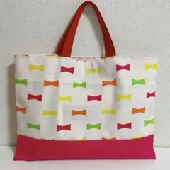 リボン柄　レッスンバッグ　ハンドメイド　おんなのこ