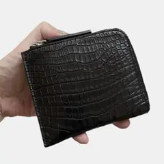 東京クロコダイル スモールクロコダイルマットL字ラウンドミニ財布 本革 黒