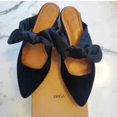 完売品【Ohga】 Mサイズ★オーガ ベロアリボンミュール パンプス