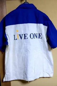 LIVE ONE ジップアップシャツ 青白