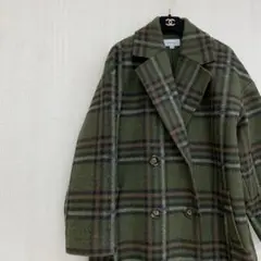 美品✨ コロニー2139 チェック柄 ダブルブレスト ロングコート 上品 緑