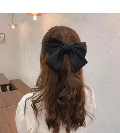バレッタ 大きめリボン ブラック かわいい パーティー HAR305
