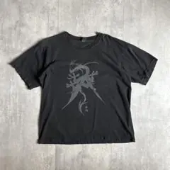 【90s vintage】Tシャツ　トライバル　短丈　墨黒　y2k 古着