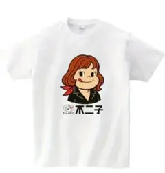 キャラクターイラスト ホワイトTシャツ　ペコちゃん×不二子ちゃん