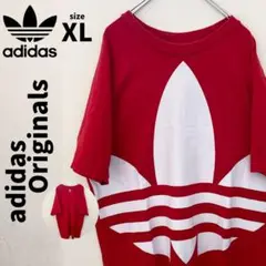 ☆レア柄adidas Originals ビッグロゴ × レッド Tシャツ XL