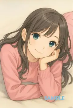 アニメ風美少女イラスト 寝転びパジャマパーティー女子会ポートレートNo.75