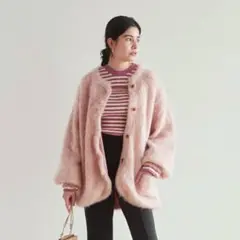 SeaRoomlynn Blendカラーモヘヤニットジャケット ピンク
