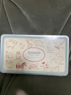新品未使用未開封　缶入り 動物スタンプセット 14個